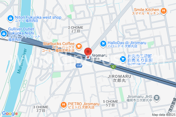 次郎丸メンズエステの地図です。map of Jirōmaru station where spa and massage salons are located