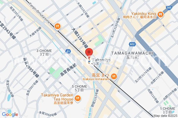 高宮(福岡)メンズエステの地図です。map of Takamiya station where spa and massage salons are located