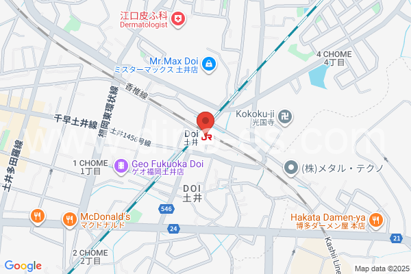 土井メンズエステの地図です。map of Doi station where spa and massage salons are located