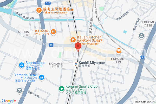 香椎宮前メンズエステの地図です。map of Kashiimiyamae station where spa and massage salons are located