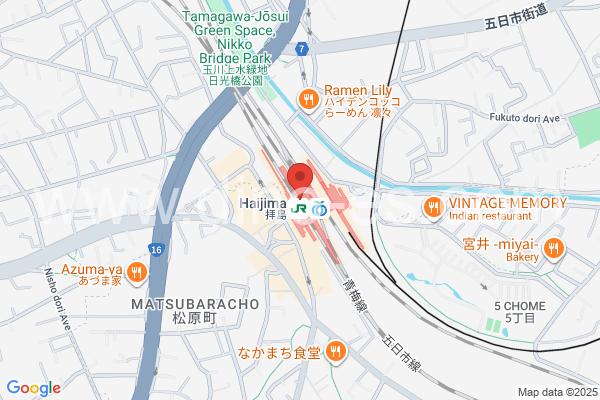 拝島メンズエステの地図です。map of Haijima station where spa and massage salons are located