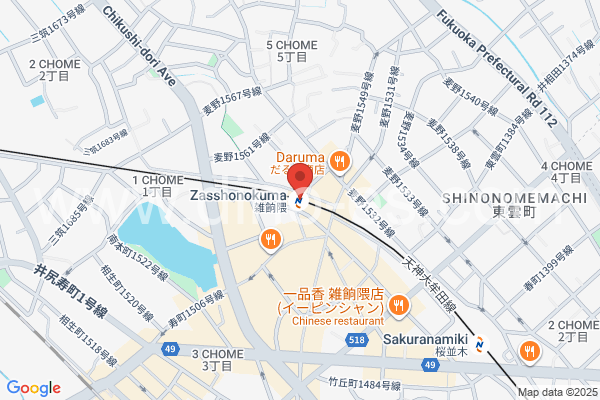 雑餉隈メンズエステの地図です。map of Zasshonokuma station where spa and massage salons are located