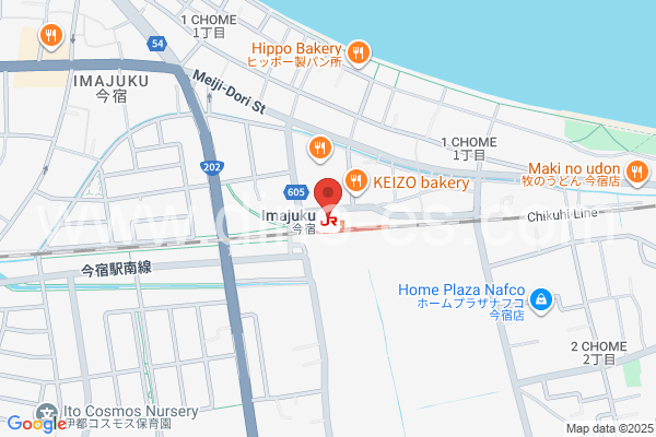 今宿メンズエステの地図です。map of Imajuku station where spa and massage salons are located