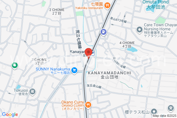 金山(福岡)メンズエステの地図です。map of Kanayama station where spa and massage salons are located