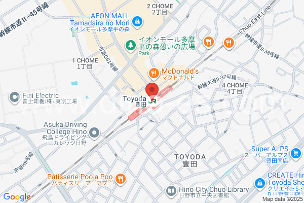 豊田メンズエステの地図です。map of Toyoda station where spa and massage salons are located