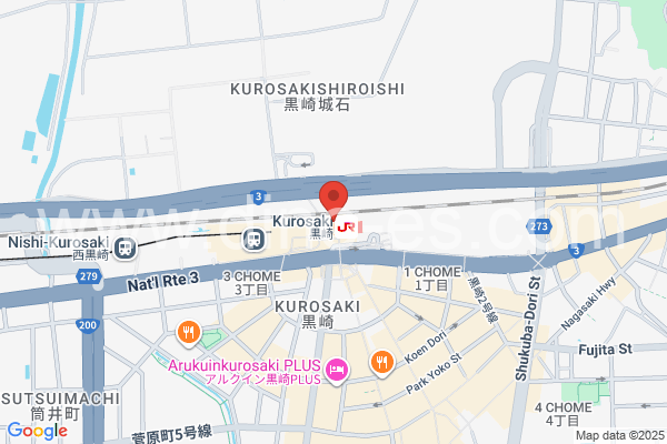 黒崎メンズエステの地図です。map of Kurosaki station where spa and massage salons are located