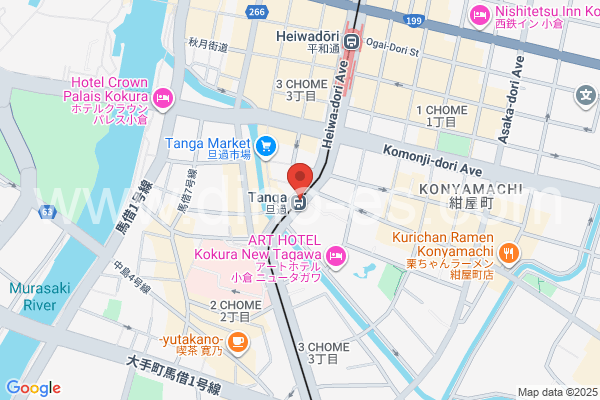 旦過メンズエステの地図です。map of Tanga station where spa and massage salons are located