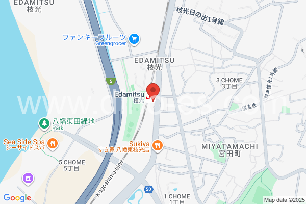 枝光メンズエステの地図です。map of Edamitsu station where spa and massage salons are located