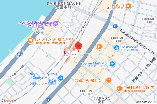 門司メンズエステの地図です。map of Moji station where spa and massage salons are located