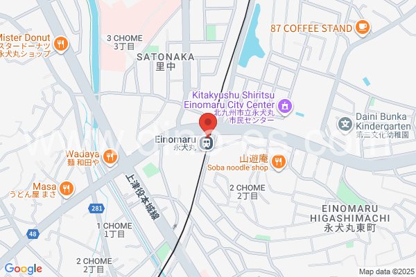 永犬丸メンズエステの地図です。map of Einomaru station where spa and massage salons are located