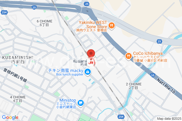朽網メンズエステの地図です。map of Kusami station where spa and massage salons are located