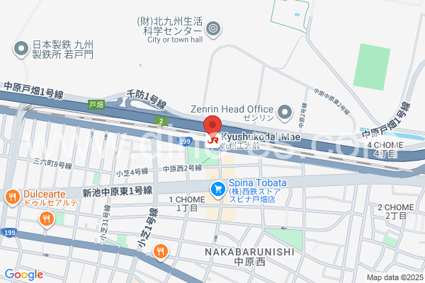 九州工大前メンズエステの地図です。map of Kyūshū-kōdai-mae station where spa and massage salons are located