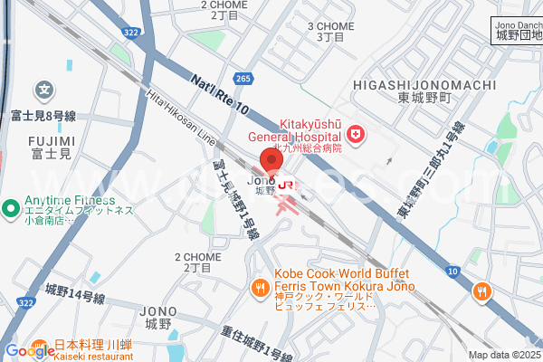 城野メンズエステの地図です。map of Jōno station where spa and massage salons are located