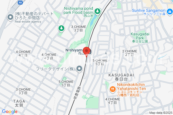 西山(福岡)メンズエステの地図です。map of Nishiyama station where spa and massage salons are located