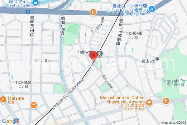 萩原(福岡)メンズエステの地図です。map of Hagiwara station where spa and massage salons are located