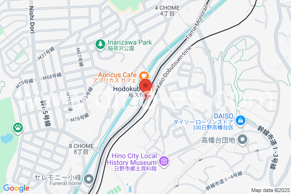 程久保メンズエステの地図です。map of Hodokubo station where spa and massage salons are located
