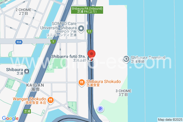 芝浦ふ頭メンズエステの地図です。map of Shibaura-futō station where spa and massage salons are located