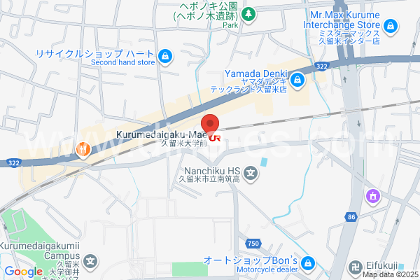 久留米大学前メンズエステの地図です。map of Kurume-daigaku-mae station where spa and massage salons are located