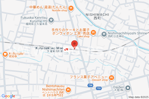 久留米高校前メンズエステの地図です。map of Kurume-Kōkōmae station where spa and massage salons are located