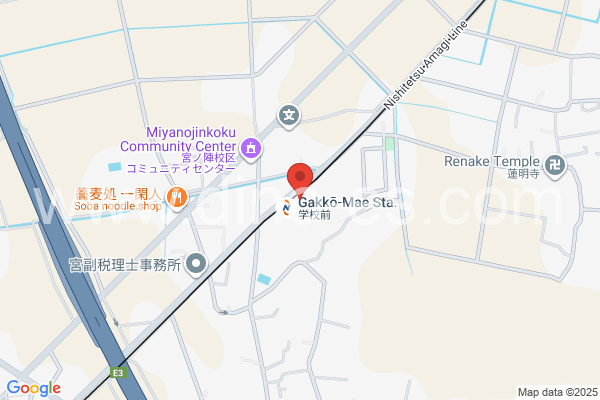学校前メンズエステの地図です。map of Gakkōmae station where spa and massage salons are located