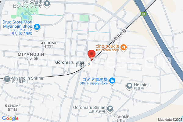 五郎丸メンズエステの地図です。map of Gorōmaru station where spa and massage salons are located