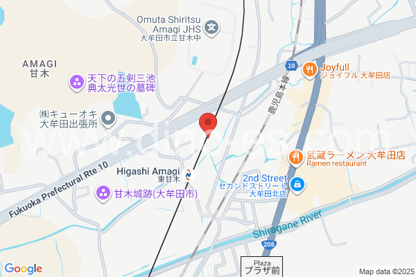 東甘木メンズエステの地図です。map of Higashi-Amagi station where spa and massage salons are located