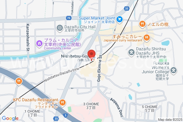 西鉄五条メンズエステの地図です。map of Nishitetsu Gojō station where spa and massage salons are located