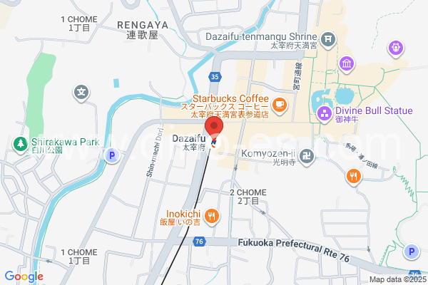 太宰府メンズエステの地図です。map of Dazaifu station where spa and massage salons are located