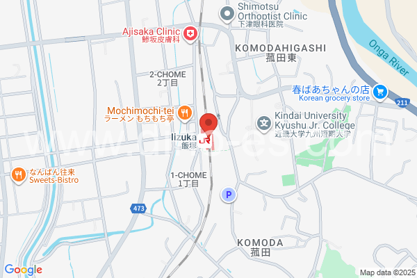 飯塚メンズエステの地図です。map of Iizuka station where spa and massage salons are located