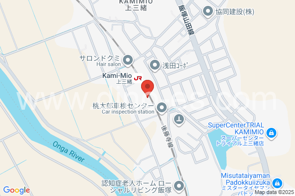 上三緒メンズエステの地図です。map of Kami-Mio station where spa and massage salons are located