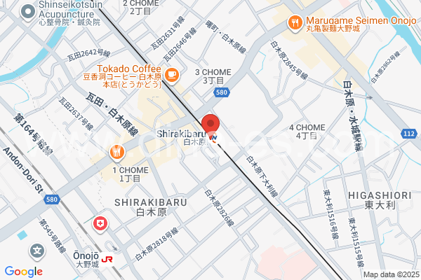 白木原メンズエステの地図です。map of Shirakibaru station where spa and massage salons are located