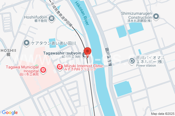 田川市立病院メンズエステの地図です。map of Tagawa-Shiritsubyōin station where spa and massage salons are located