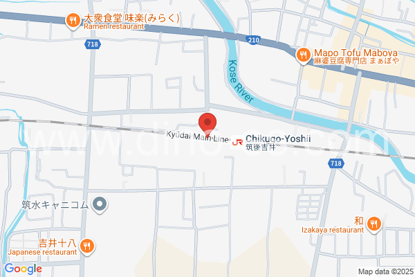 筑後吉井メンズエステの地図です。map of Chikugo-Yoshii station where spa and massage salons are located