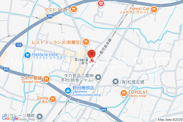 瀬高メンズエステの地図です。map of Setaka station where spa and massage salons are located