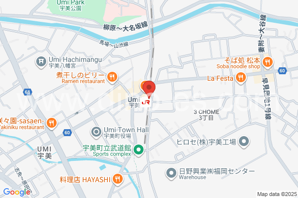宇美メンズエステの地図です。map of Umi station where spa and massage salons are located