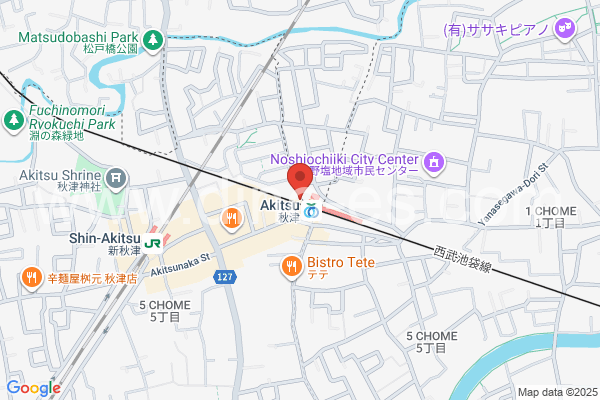 秋津メンズエステの地図です。map of Akitsu station where spa and massage salons are located