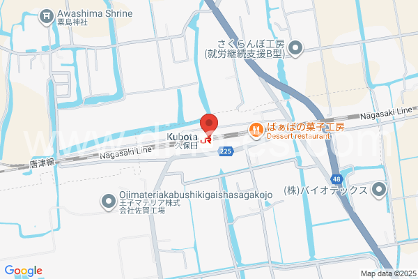 久保田(佐賀)メンズエステの地図です。map of Kubota station where spa and massage salons are located