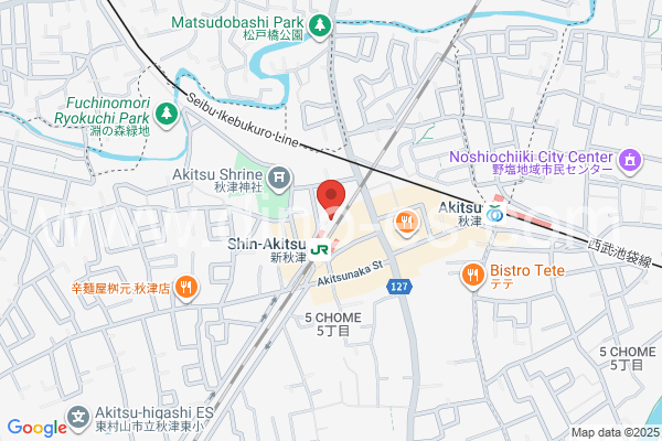新秋津メンズエステの地図です。map of Shin-Akitsu station where spa and massage salons are located