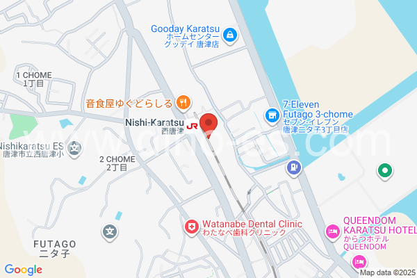 西唐津メンズエステの地図です。map of Nishi-Karatsu station where spa and massage salons are located