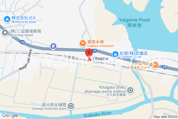 北方(佐賀)メンズエステの地図です。map of Kitagata station where spa and massage salons are located