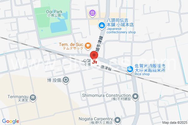 小城メンズエステの地図です。map of Ogi station where spa and massage salons are located