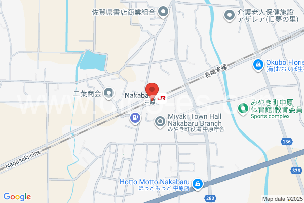 中原メンズエステの地図です。map of Nakabaru station where spa and massage salons are located