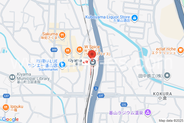 基山メンズエステの地図です。map of Kiyama station where spa and massage salons are located