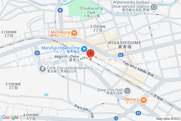 東青梅メンズエステの地図です。map of Higashi-Ōme station where spa and massage salons are located