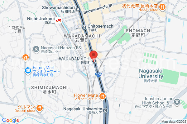 若葉町メンズエステの地図です。map of Wakabachō station where spa and massage salons are located