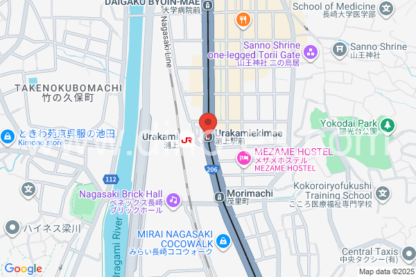 浦上駅前メンズエステの地図です。map of Urakami Ekimae station where spa and massage salons are located