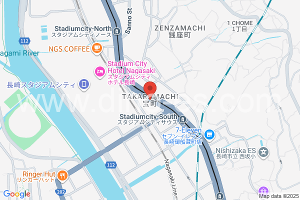 宝町(長崎)メンズエステの地図です。map of Takarachō station where spa and massage salons are located