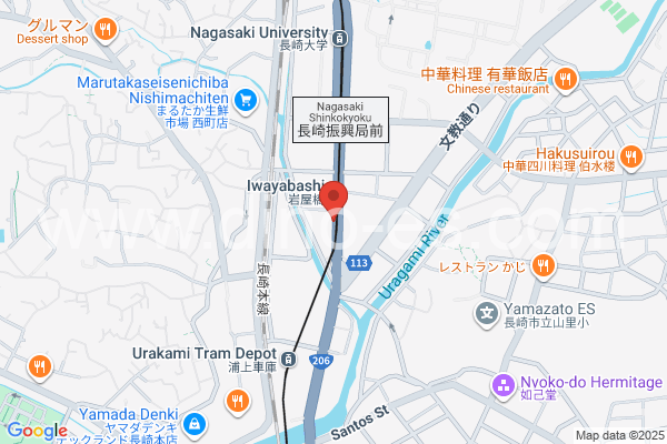 岩屋橋メンズエステの地図です。map of Iwayabashi station where spa and massage salons are located