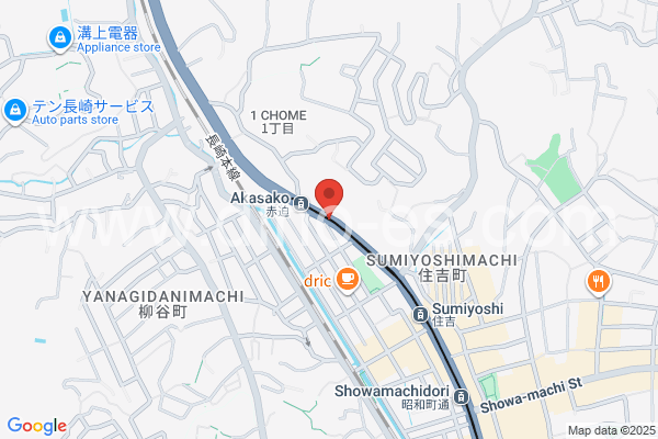 赤迫メンズエステの地図です。map of Akasako station where spa and massage salons are located