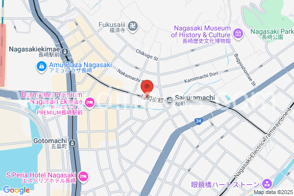 桜町(長崎)メンズエステの地図です。map of Sakuramachi station where spa and massage salons are located